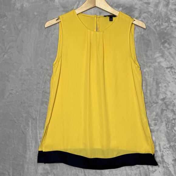 Banana Republic Tops - Banana Republic Sleeveless Blouse Womens XS Yellow Black Trim Layered Top